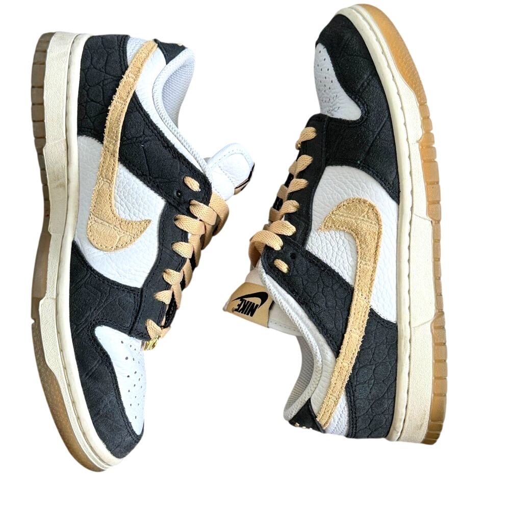 Nike By You Custom Dunk Low Black Croc Tan Suede Sail Gum Size 7 With Box